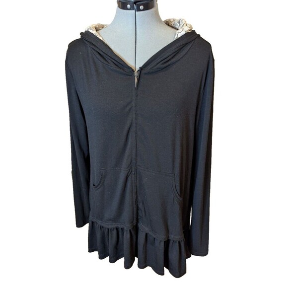 Mountain Mamas Black zip front lace hood sweatshirt SZ M‎ Feminine Whimsigoth - Picture 1 of 7